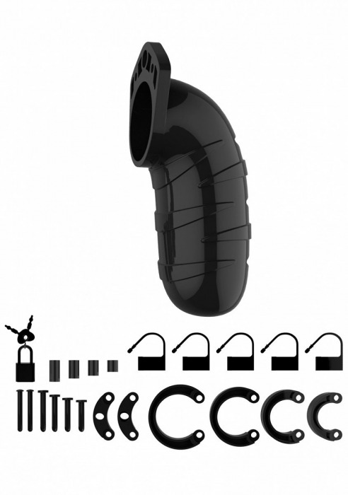Чёрный мужской пояс верности Model 05 Chastity 5.5  Cock Cage - Shots Media BV - купить с доставкой в Тюмени