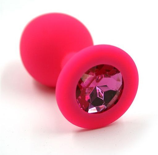 Розовая анальная втулка с малиновым кристаллом - 7,3 см. - Джага-Джага - купить с доставкой в Тюмени