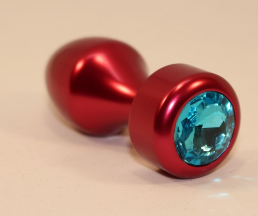 Красная анальная пробка с голубым кристаллом - 7,8 см. - 4sexdreaM - купить с доставкой в Тюмени