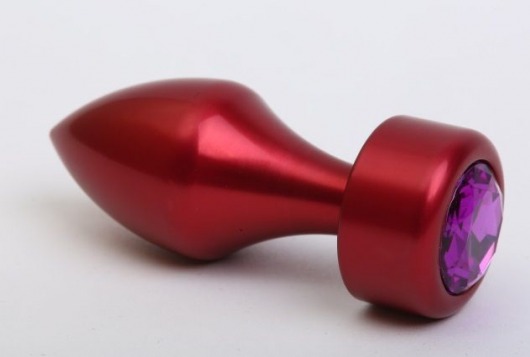 Красная анальная пробка с фиолетовым кристаллом - 7,8 см. - 4sexdreaM - купить с доставкой в Тюмени