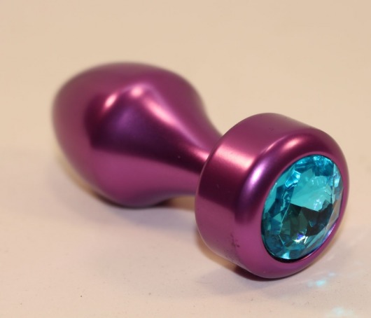 Фиолетовая анальная пробка с голубым кристаллом - 7,8 см. - 4sexdreaM - купить с доставкой в Тюмени