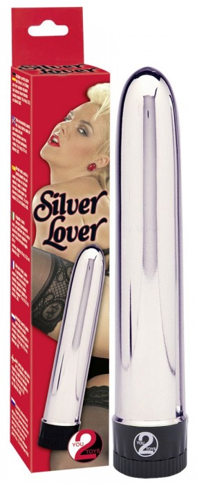 Серебристый классический вибратор Silver Lover - 19 см. - Orion