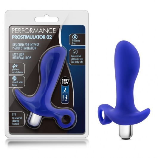 Синий стимулятор простаты с ручкой-кольцом Performance Prostimulator 02 - Blush Novelties - в Тюмени купить с доставкой