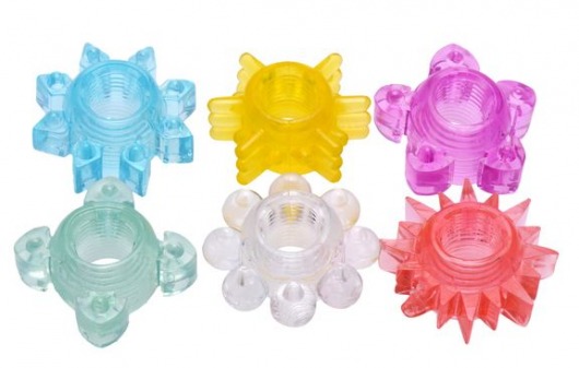 Набор из 6 разноцветных эрекционных колец Enhance 6 Piece Cock Ring Set - XR Brands - в Тюмени купить с доставкой
