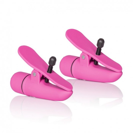 Розовые зажимы на соски с вибрацией Nipple Play Nipplettes - California Exotic Novelties - купить с доставкой в Тюмени