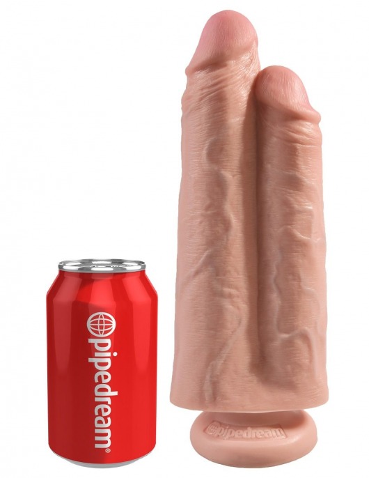 Телесный сдвоенный фаллоимитатор 9  Two Cocks One Hole - 25 см. - Pipedream