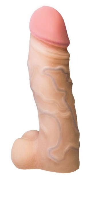Реалистичная насадка с мошонкой REAL Standard - 15,5 см. - LOVETOY (А-Полимер) - купить с доставкой в Тюмени