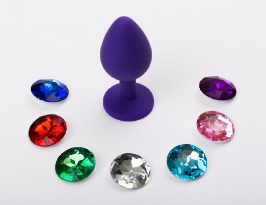 Фиолетовая силиконовая пробка с 7 сменными кристаллами - 8,2 см. - 4sexdreaM - купить с доставкой в Тюмени