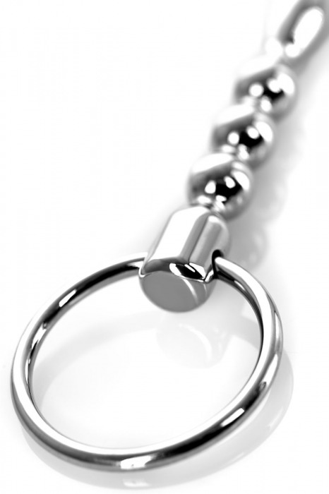 Серебристый фигурный уретральный плаг с кольцом в основании TOYFA Metal - 19 см. - ToyFa - купить с доставкой в Тюмени