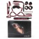 Черно-красный набор БДСМ: наручники, оковы, ошейник с поводком, кляп, маска, плеть, лиф - Bior toys - купить с доставкой в Тюмени