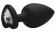 Черная анальная пробка с прозрачным стразом Extra Large Diamond Heart Butt Plug - 9,5 см. - Shots Media BV - купить с доставкой в Тюмени