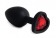 Черная анальная силиконовая пробка с красным стразом-сердцем - 7,5 см. - 4sexdreaM - купить с доставкой в Тюмени
