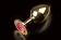 Большая золотая анальная пробка с закругленным кончиком и рубиновым кристаллом - 9 см. - Пикантные штучки - купить с доставкой в Тюмени