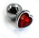 Серебристая анальная пробка с красным кристаллом-сердцем - 8,2 см. - Kanikule - купить с доставкой в Тюмени